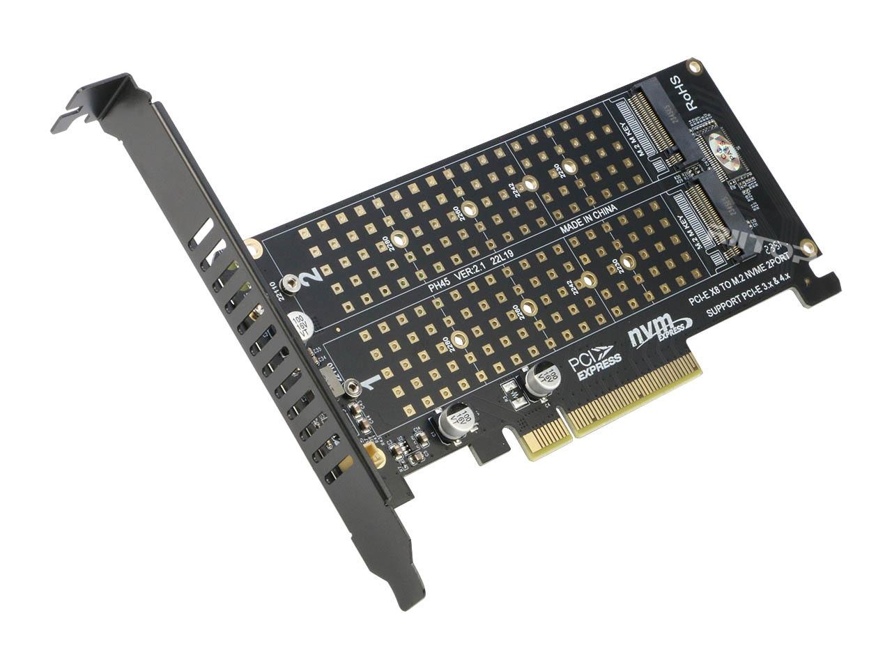 Dual M.2 NVME PCIE Adapter Card, 2 x 32Gbps Full Speed PCIE 3.0 PCIE 4.0 X16 Expansion Card, M.2 SSD PCIE X8 M Key Hard Drive Converter Reader Express Adapter