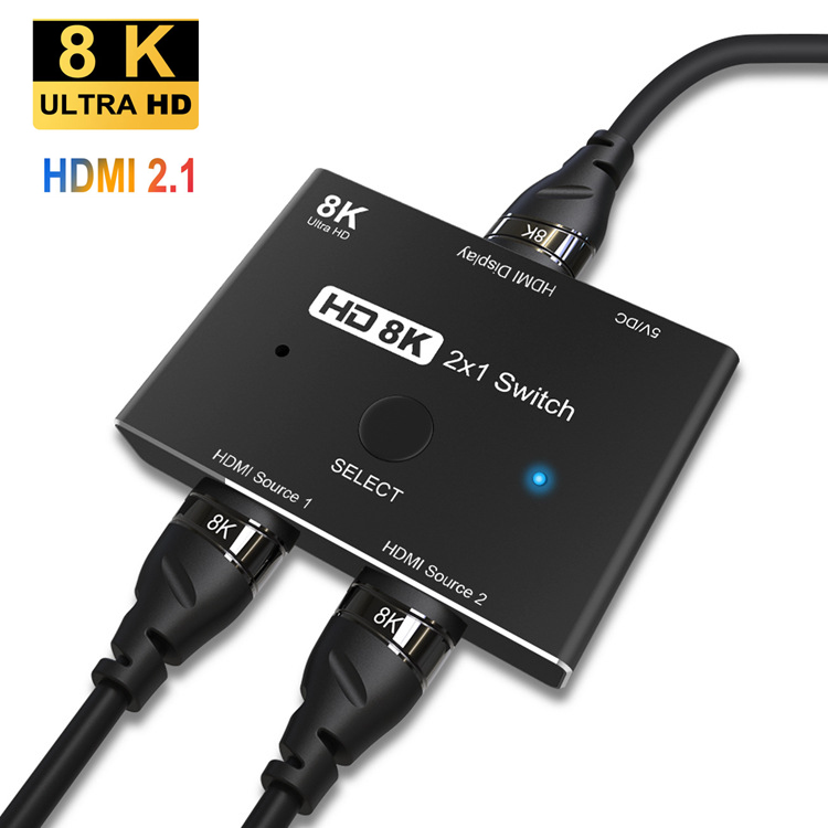 HDMI 2.1 Мультиплексор/Разветвитель: 2 источника на 1 дисплей, 8K@60Hz, 4K@120Hz