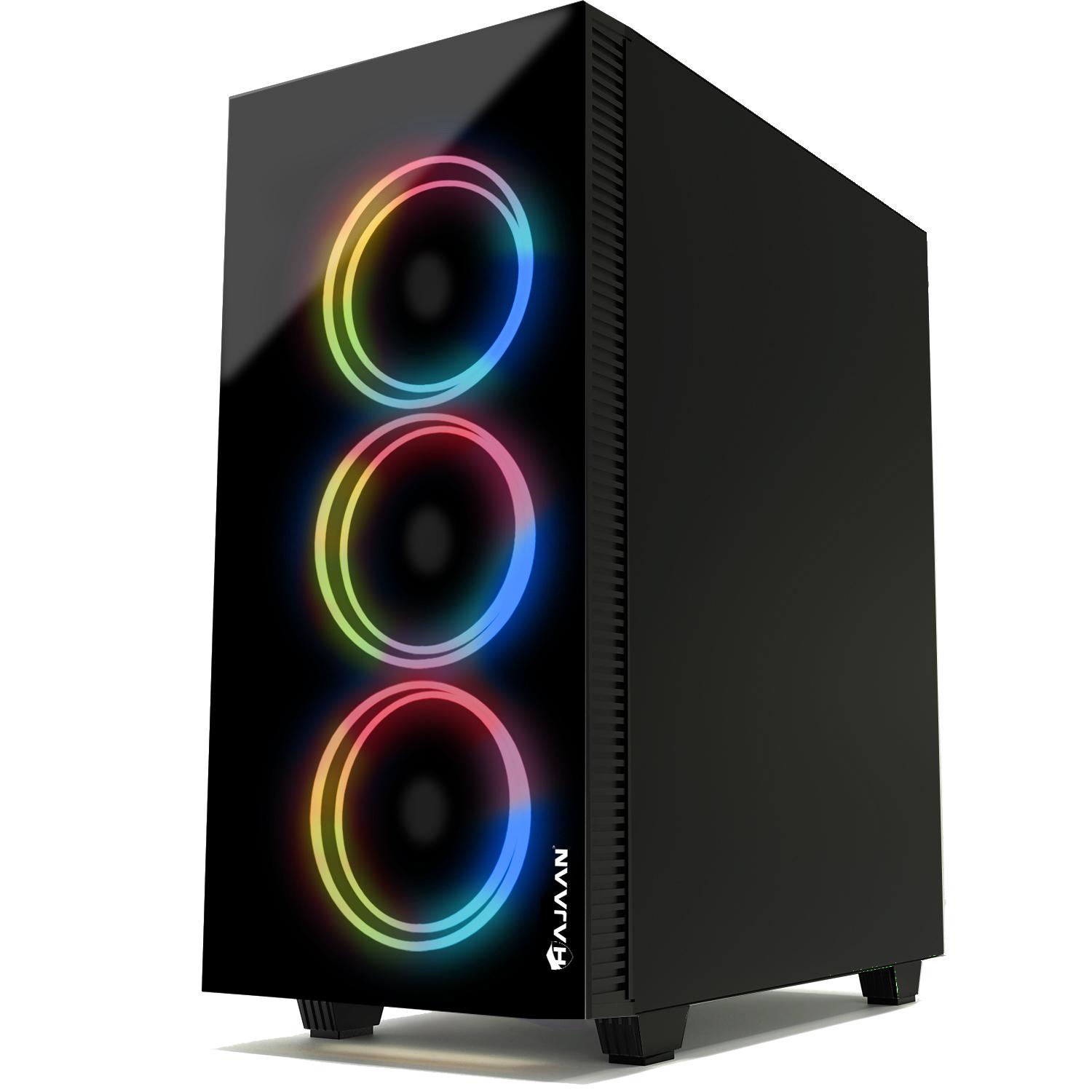 HAJAAN Gaming PC Desktop  AMD Ryzen 5 5600G 3.9 GHz, NVIDIA RTX 4060 8GB, 1TB NVME SSD, 32GB DDR4 RAM, Wi-Fi Ready, Windows 11 Pro 64-bit