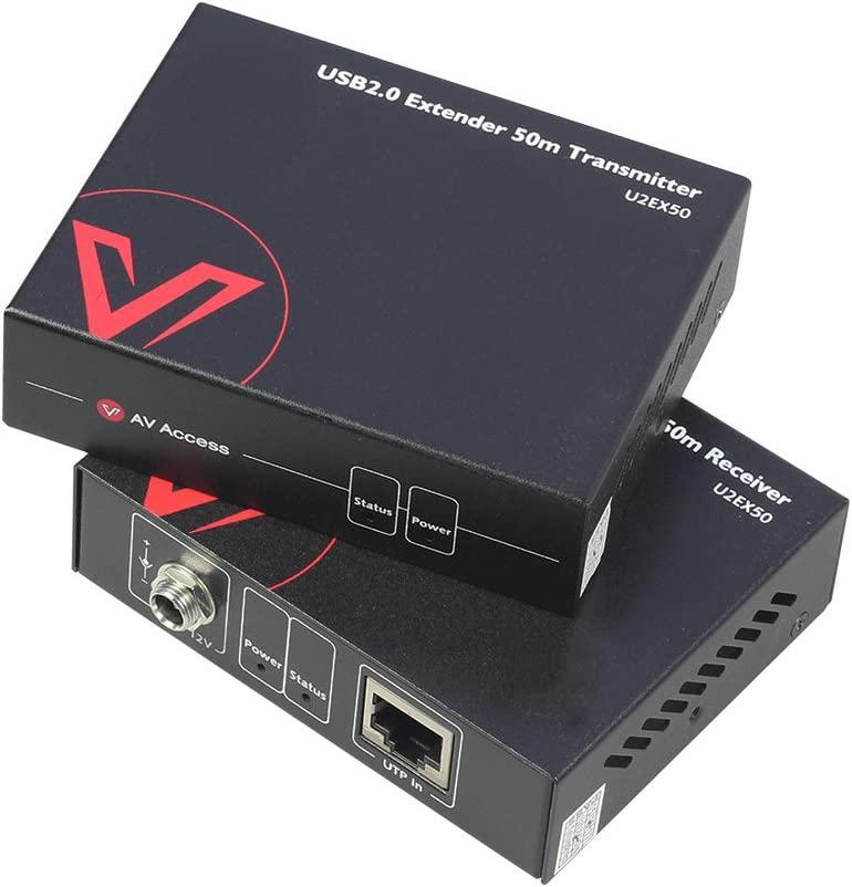 AV Access USB Extender Over Cat5e/6/6a/7 196ft/60M, 4 USB 2.0 Ports, Plug and Play, No Driver, Supports All Operating System, Keyboard and Mouse USB Over Ethernet