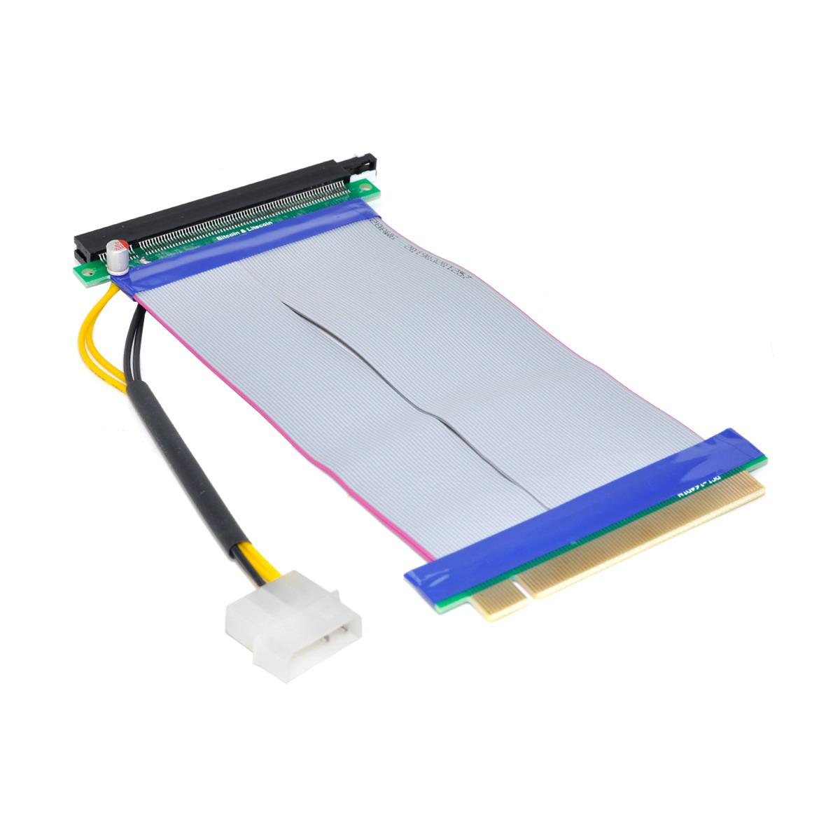 CY PCI-E Express 16X to 16x Riser Extender Card with Molex IDE Power & Ribbon Cable 20cm EP-074