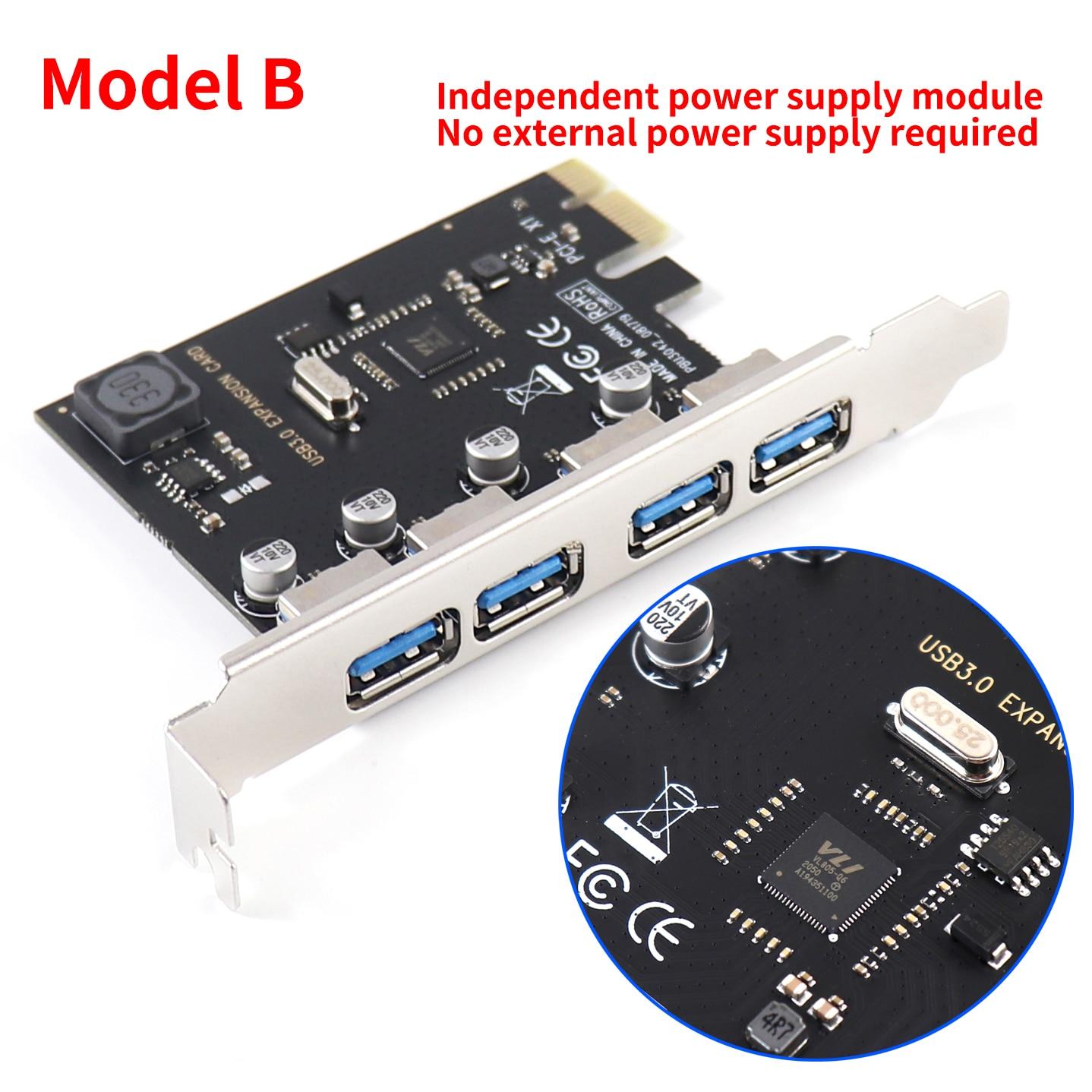 4 Port USB 3.0 PCI-E Expansion Card PCI Express PCIe USB 3.0 HUB Adapter 4-Port USB3.0 Controller USB 3 0 PCI e PCIe Express 1X(B)