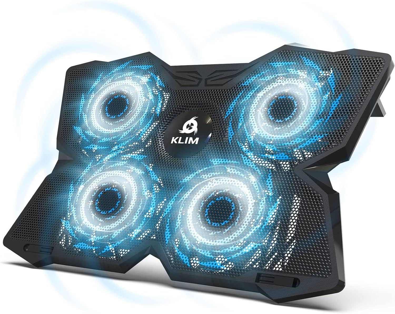 KLIM Wind Laptop Cooling Pad — More Than 500,000 Units Sold — New 2024 — Powerful Rapid Action Laptop Cooler — Laptop Stand with 4 Cooling Fans — 2 USB Ports — PC Mac PS5 PS4 Xbox One — Diamond
