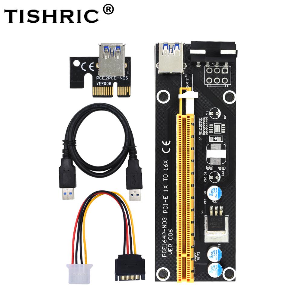 6Pack PCI-E Extender PCI Pcie Express Riser Card 1x to 16x USB 3.0 Cable SATA To 4Pin IDE Molex For Mining Bitcion Miner