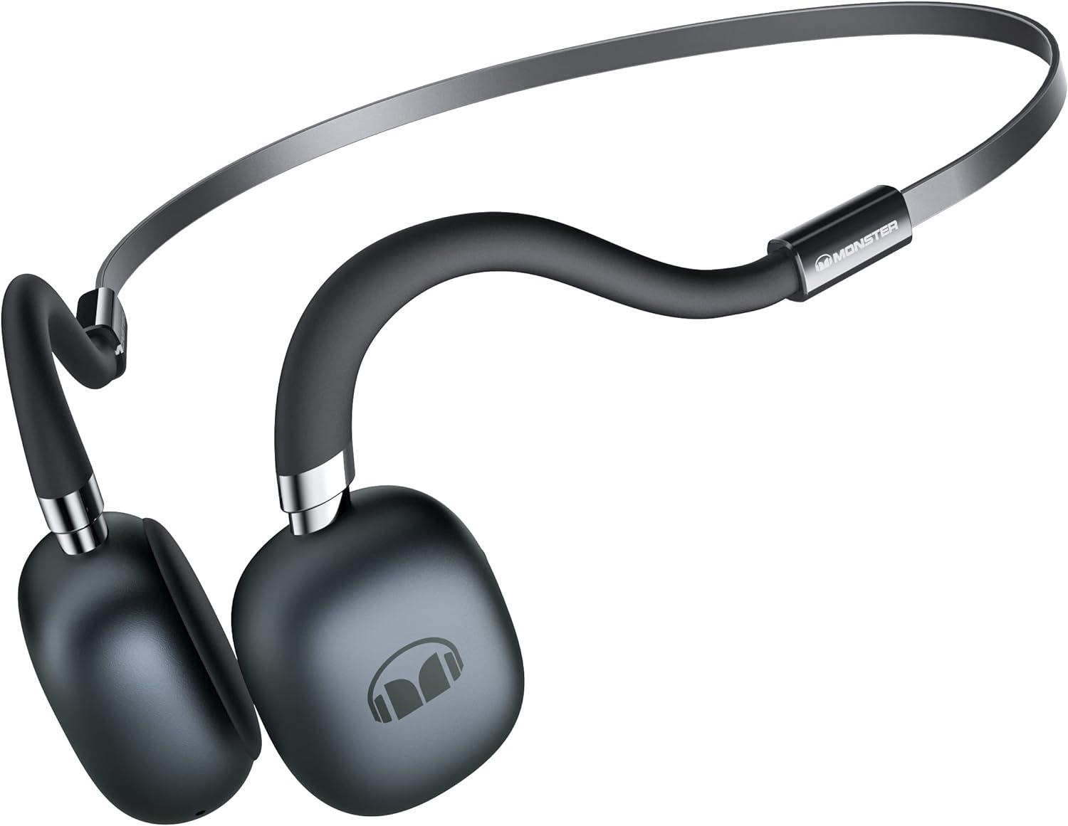 Monster Open Ear Headphones Wireless Sport Bluetooth 5.3 with Mic, Air Conduction Earphones Around Head with Enhanced Bass, Over-Ear Headset Sweatproof for Running