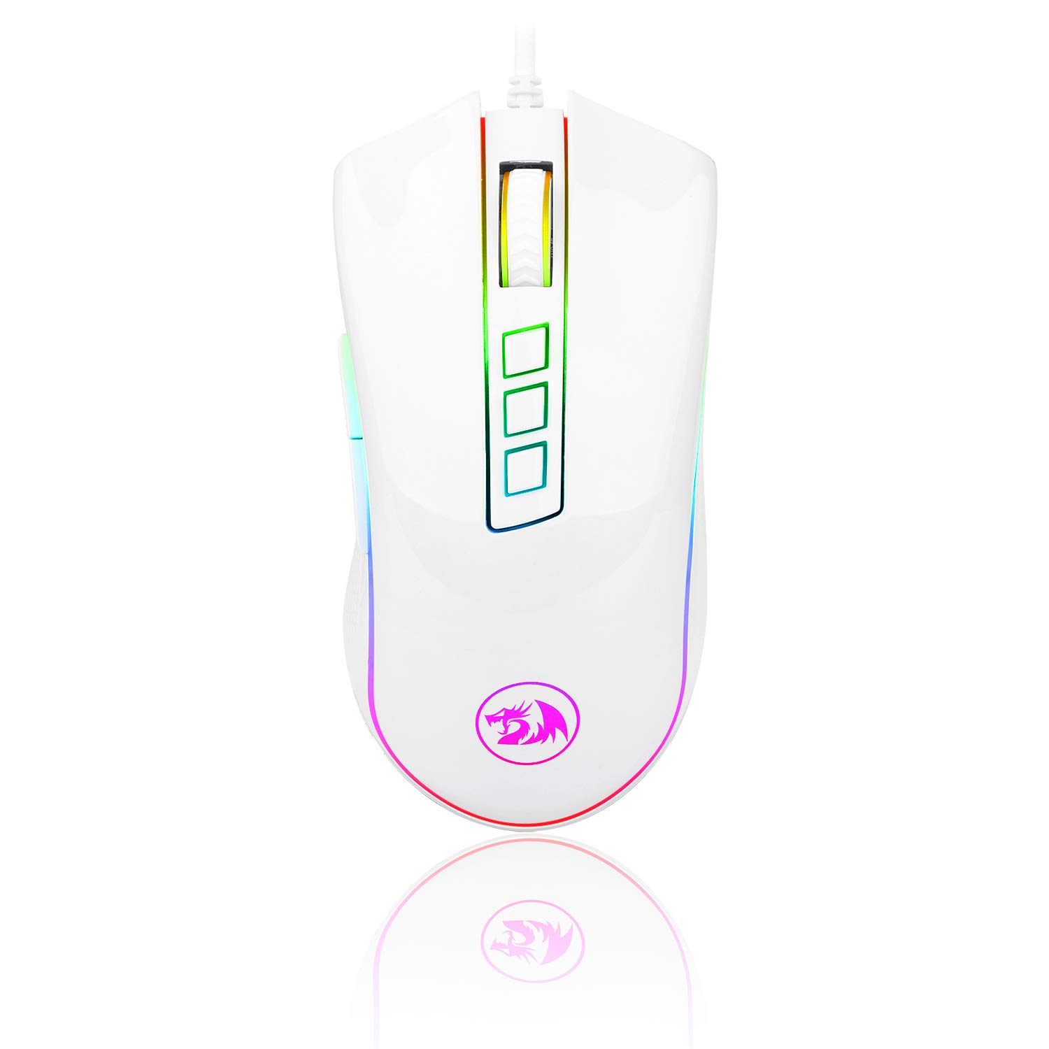 Redragon M711 Cobra Gaming Mouse with 16.8 Million RGB Color Backlit, 10,000 DPI Adjustable, Comfortable Grip, 7 Programmable Buttons, White
