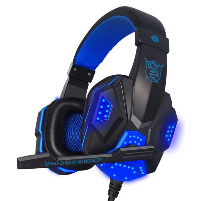 SY830 Blue Gaming Headset for PS4, PC, Xbox One Controller, Noise Cancelling Over Ear Headphones with Mic,Bass Surround, Soft Memory Earmuffs for Laptop Mac Nintendo PS3 Games