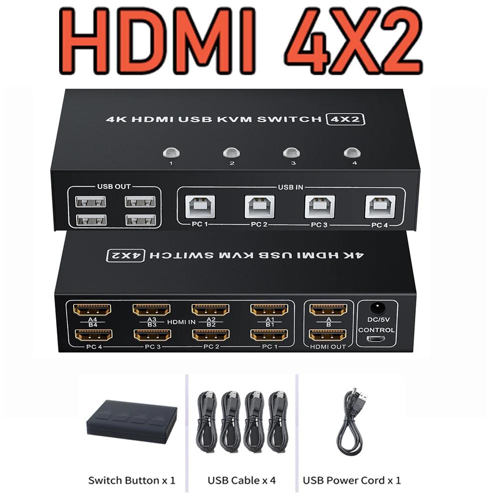 1pc Displayport HDMI KVM Switch dual monitor 4X2 2X2 HDMI Displayport USB KVM Switch Dual Display DP HDMI USB Switch KVM Switcher(check details)
(HDMI 2X2)