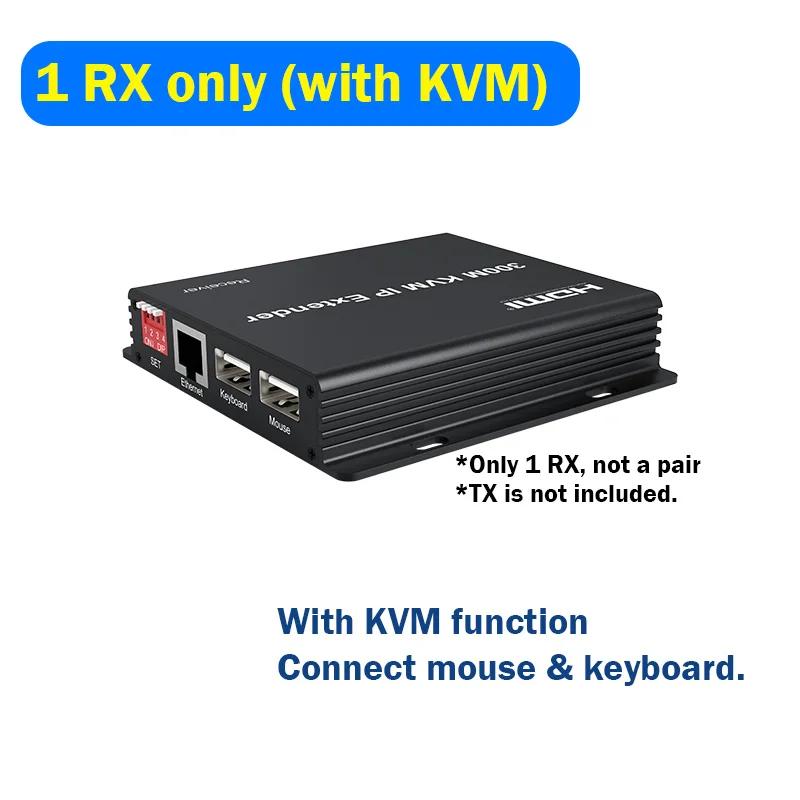 (with EU Plug)(only 1 RX (KVM))300M IP HDMI KVM Extender over Rj45 cat5e/6 HDMI Ethernet Video Extension Muitlpoint Cascade Extender support via Network Switch