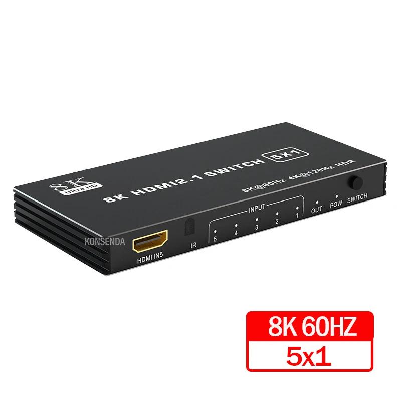 8K HDMI Switch 3/4/5 в 1: Переключатель HDMI 2.1 для PC, Xbox, PS5