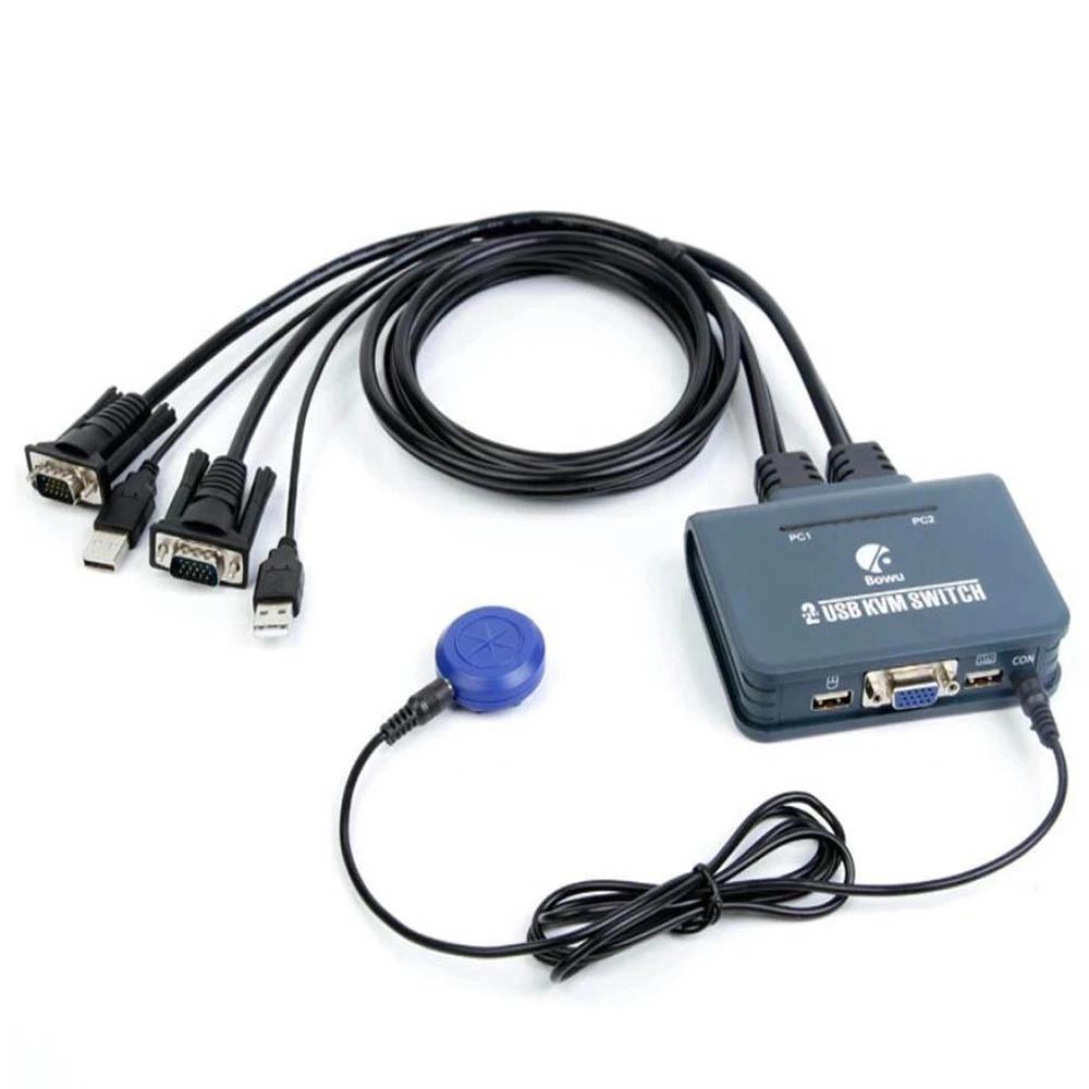 2×1 VGA KVM Switch 1080P VGA USB KVM Selector Switch 2 in 1 out with Cable for 2 Computer share 1 kit USB Keyboard Mouse Monitor
