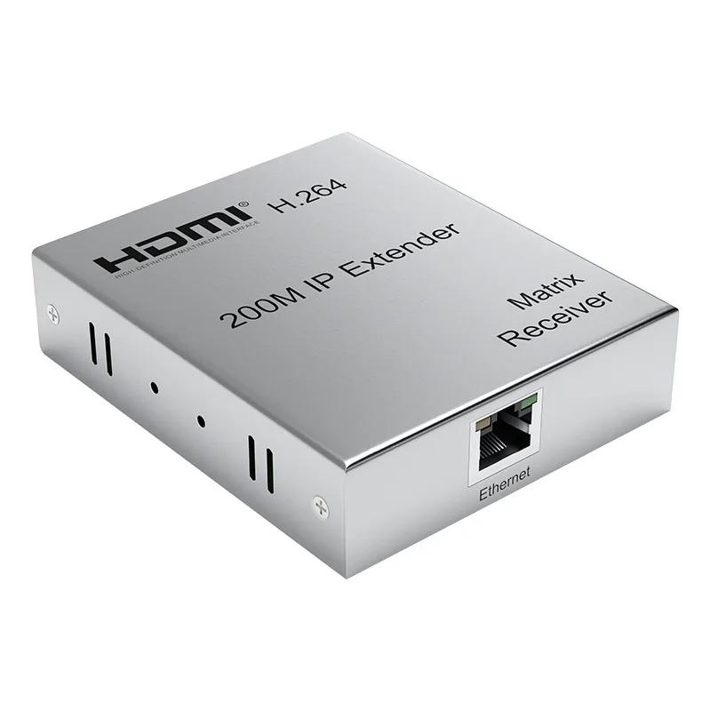 (With EU Plug)(1 RX only)200M HDMI Matrix Extender over IP UTP CAT5e/6 RJ45 1080P HDMI IP Splitter Extender via Ethernet Switch Support One TX to Many RX
