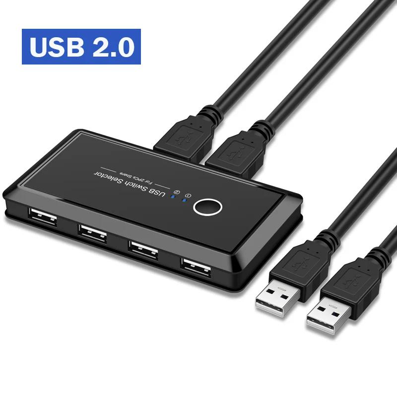 USB 3.0 KVM Switch 2×4 USB 2.0 Switcher Selector 2 PC Sharing 4 USB Devices KVM Switch Hub Adapter for Keyboard Mouse Printer(USB2.0)