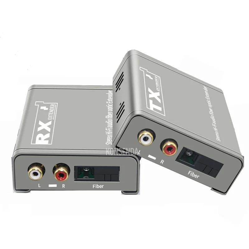 20Km RCA Fiber Optical Extender Over Sing SC Fiber Cable Broadcast Grade RCA Audio to Fiber Optical Extension Transceiver Kit(US Plug)