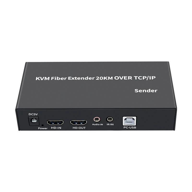 KVM удлинитель по оптоволокну 20 км, 1080P, с аудиовыходом 3.5 мм и поддержкой HDCP