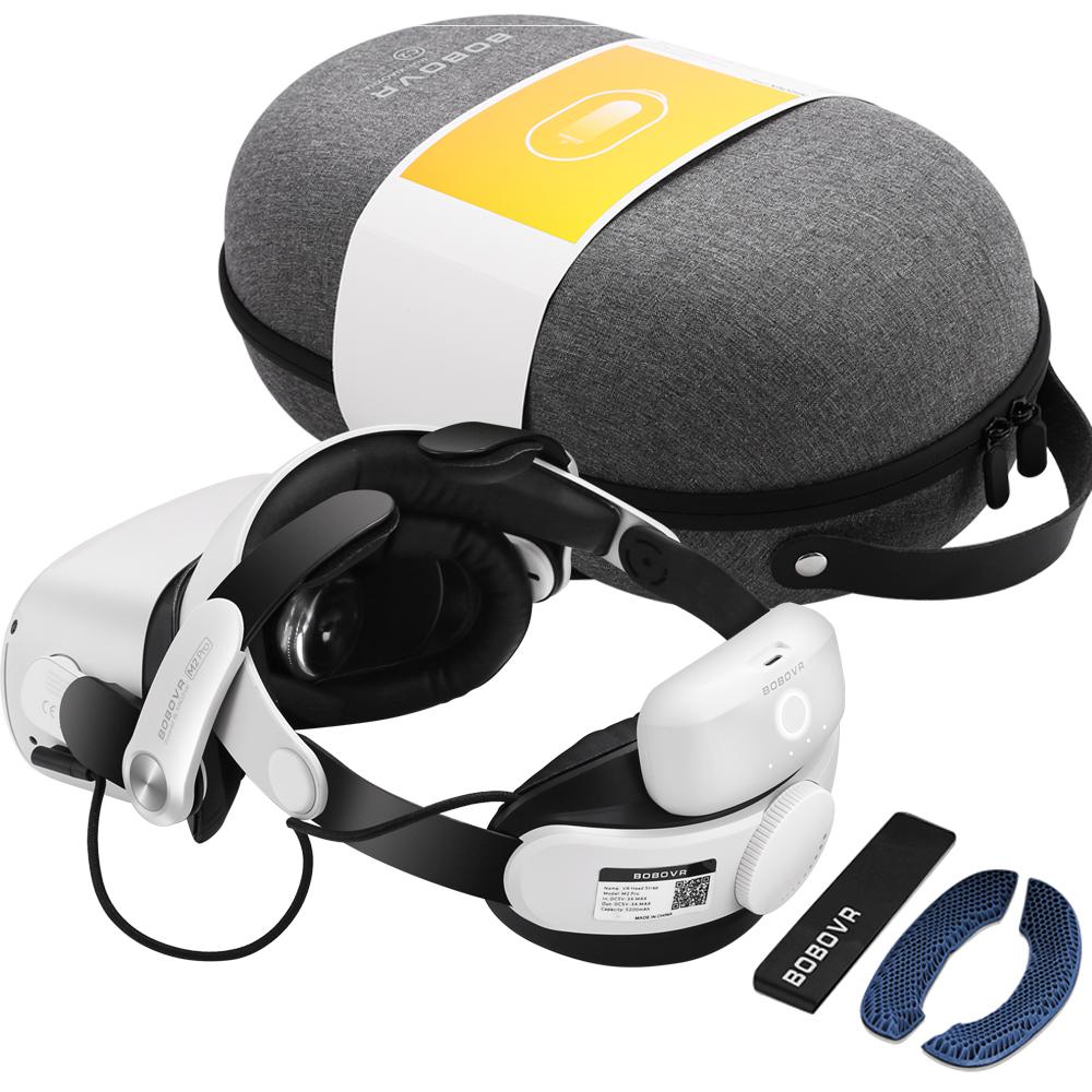 BOBOVR M2 Pro Battery Pack Head Strap + C2 Case Combination, Compatible with Quest 2, Magnetic Heat Exchanger Extended Battery Pack Design, Large Storage Space, Protect VR Head Display