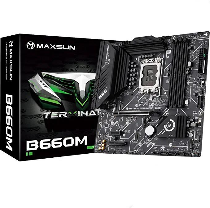 MAXSUN Terminator B660 LGA 1700(Intel 12th Gen) mATX Motherboard (PCIe 4.0, DDR4,3xM.2 Slots, 2.5Gb LAN, DP, 2 x HDMI, VGA, Rear USB 3.2 Gen 1, Front USB 3.2 Gen 2 Type-C)