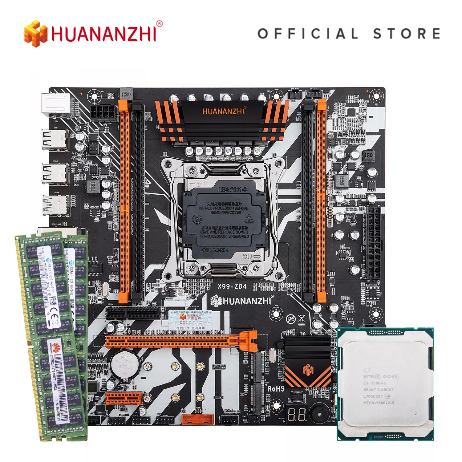 HUANANZHI X99 ZD4 X99 Motherboard with Intel XEON E5 2680 v4 with 2*16G DDR4 RECC memory combo kit set NVME SATA USB 3.0