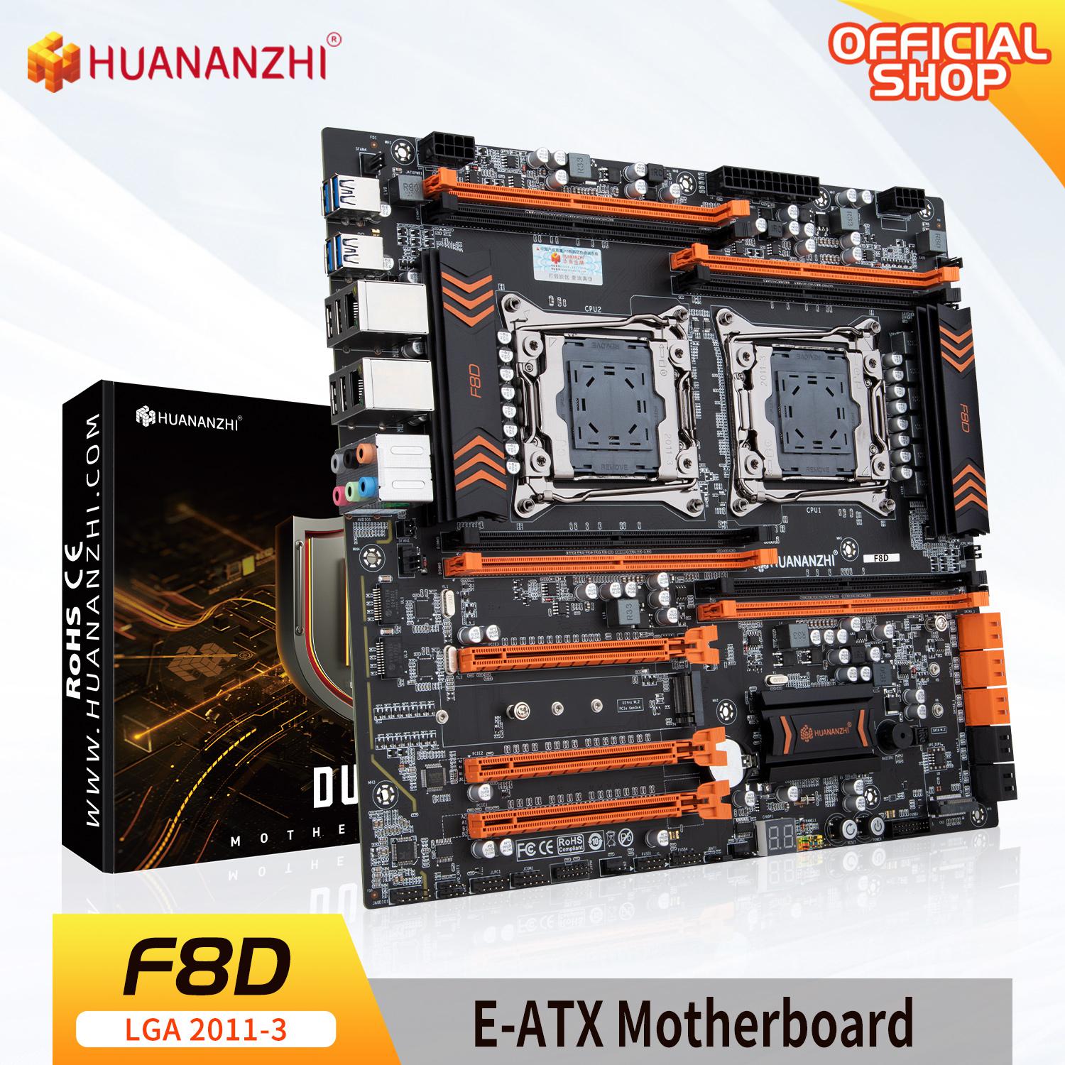 HUANANZHI X99 F8D LGA 2011-3 XEON X99 Motherboard Dual CPU support LGA 2011-3 E5 V3 V4 DDR4 RECC 256GB M.2 NVME NGFF