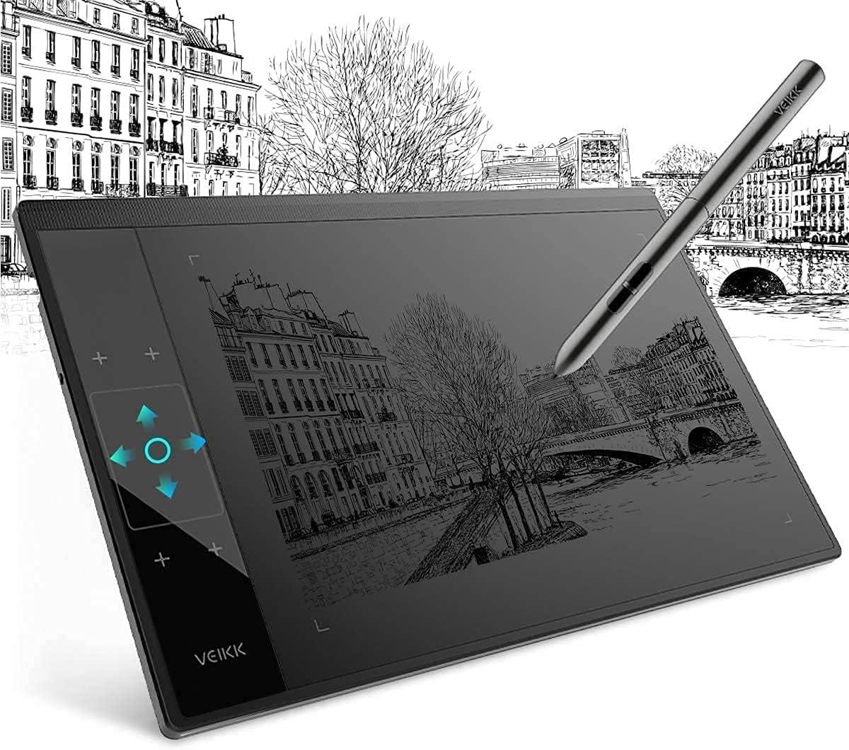 Digital Graphics Drawing Tablet VEIKK A30, 4 Touch Keys 1 Touch Panel, Linux Support, 10×6 Inch Drawing Pad with 8192 Levels Battery-Free Pen Electronic Writing Tablet for PC/Android/Mac OS
