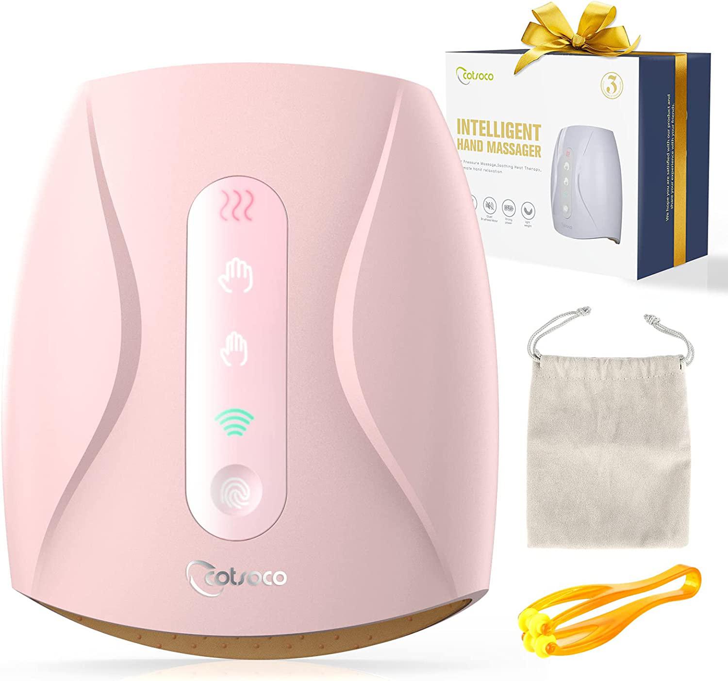 COTSOCO Electric Hand Massager — Cordless Hand Massager with Heat and Compression for Arthritis and Carpal Tunnel, 3 Levels Hand Therapy, Hand and Wrist Massager Machine for Pain Relief