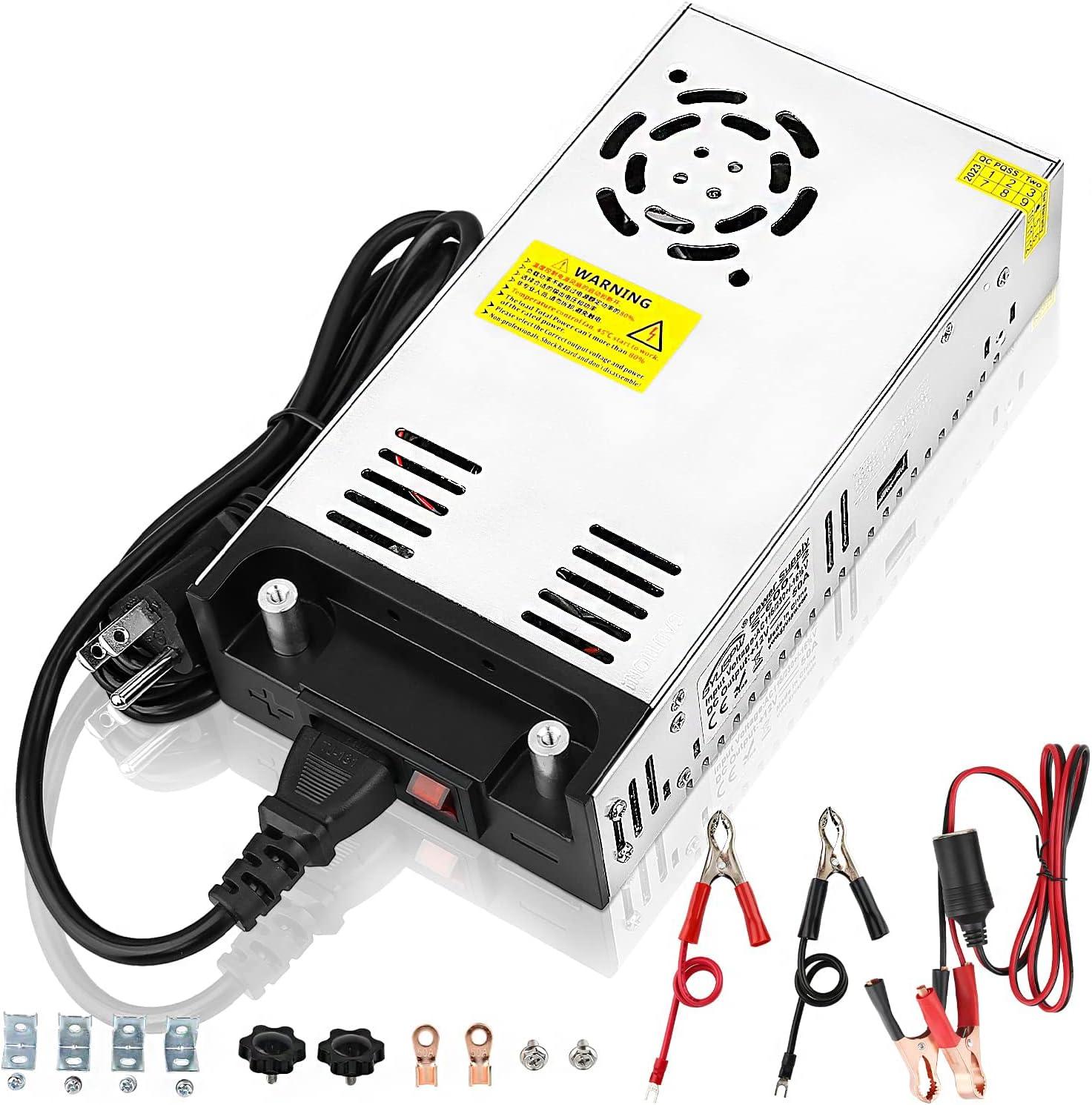 115V AC to 12V DC Converter, 12V 50A 600W DC Power Supply Switch, Adjustable Switch Transformer for LED Strip, LCD Monitor, CCTV, 3D Printer, Computer Project, Radio and Car Stereo