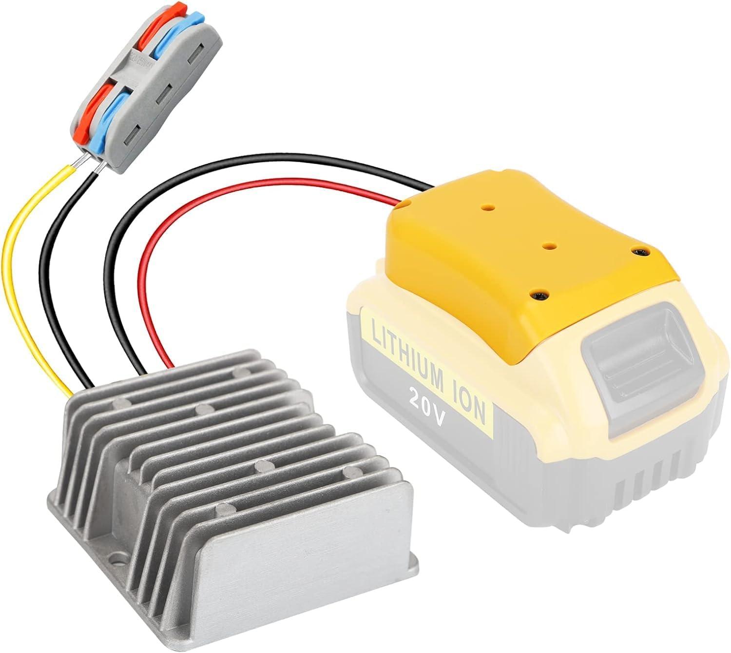 ToolValtz 20V to 12V Step Down Converter for Dewalt Battery, DC Voltage Battery Power Adapter, 15A 180W Buck Converter Regulator with Upgraded Low Voltage Protection and Switch