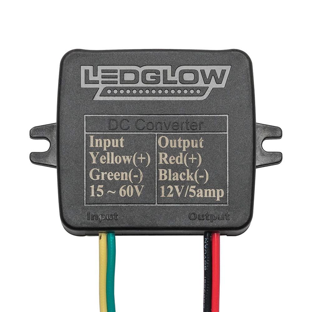 LEDGlow Golf Cart Battery Voltage Reducer for Electric EZGO Yamaha Club Car Golf Carts — Converts 15-60 Volts to 12 Volts for Underglow LED Lighting Kit