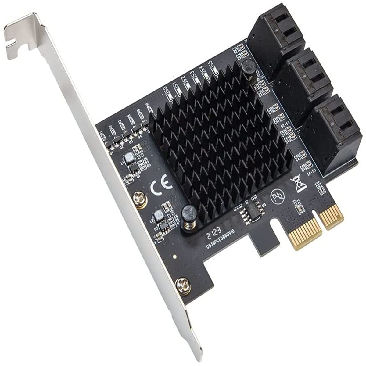 PCIE 3.0 X1 Interface to 6-Ports SATA 3.0 6Gbps Max Speed Expansion Card-Plug and Play on Windows, MAC OS, Linux System-ASMedia ASM1166 Non-Raid PCIE SATA 3.0 Controller