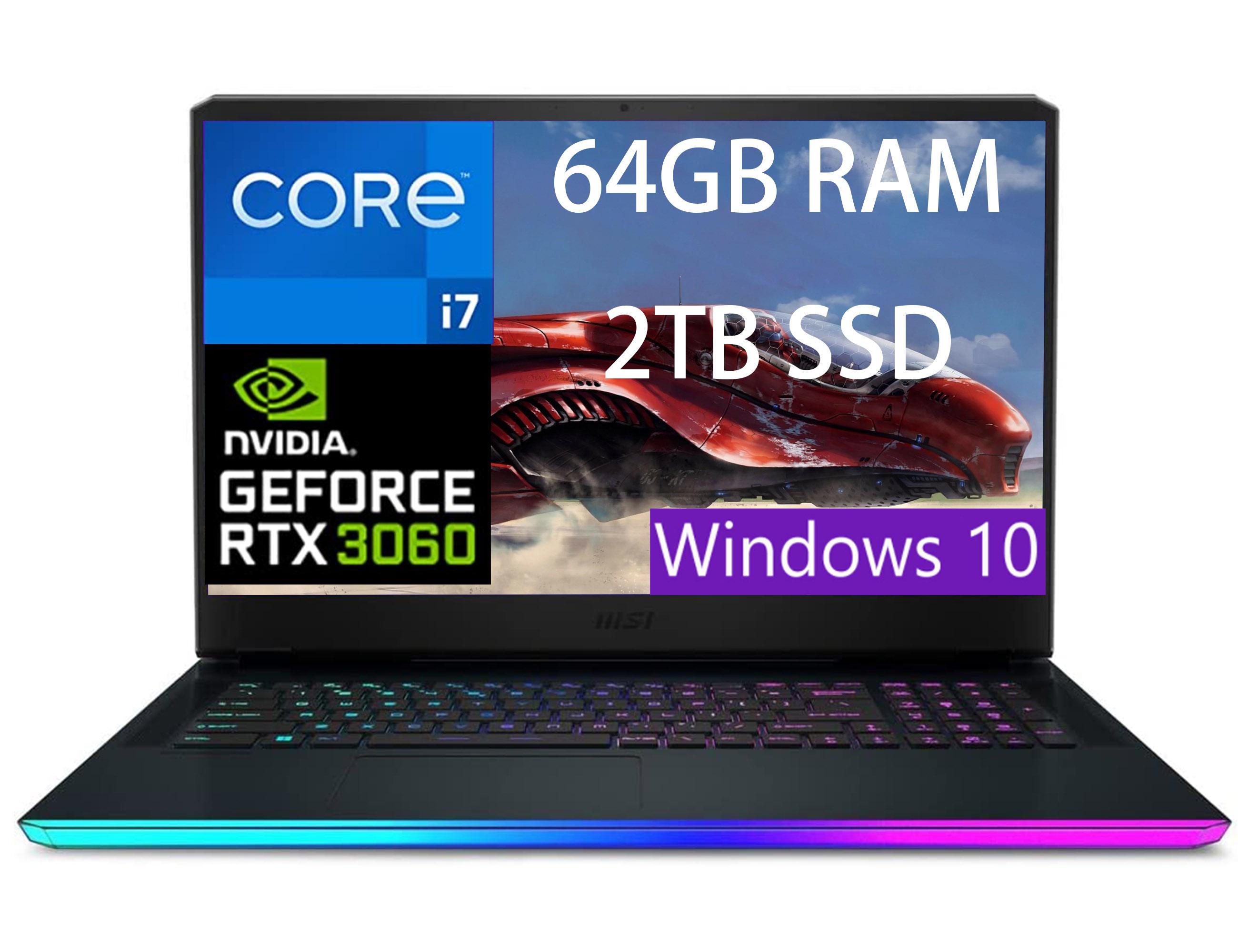 MSI GE76 Raider 17 Gaming Laptop, 17.3″ FHD (1920 x 1080) 144Hz, Intel Core i7-11800H 8 Core, NVIDIA GeForce RTX 3060 6GB, 64GB DDR4  2TB PCIe SSD, Wi-Fi6, Windows 10