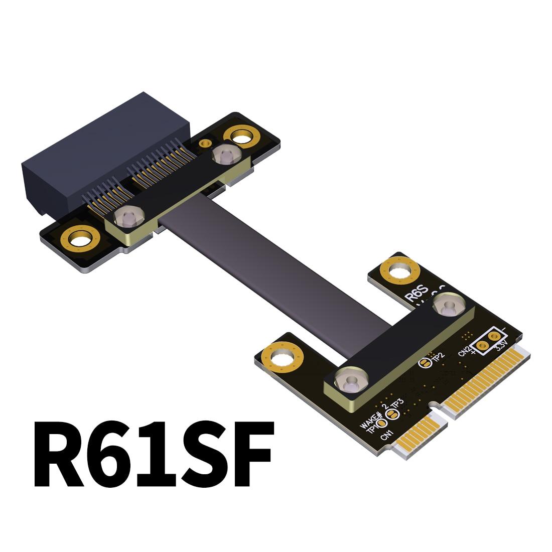 PCIe Riser 1x to Mini PCIe Half mPCIe PCI-E x1 Adapter Elbow Design Gen3.0 Cable 8Gbps Mini PCI-E WiFi Network Card Extension(R61SF)(50cm)