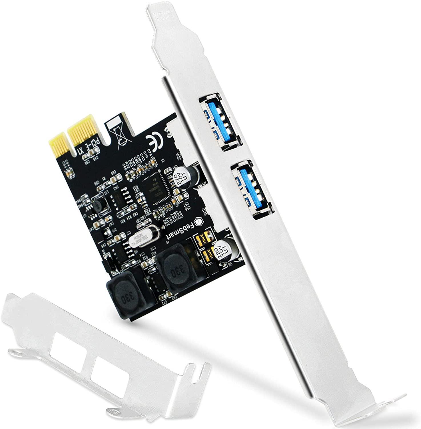 2 Ports USB 3.0 Super Fast 5Gbps PCI Express (PCIe) Expansion Card for Windows Server, XP, Vista,7,8,8.1,10 PCs-Build in Self-Powered Technology-No Need Additional Power Supply