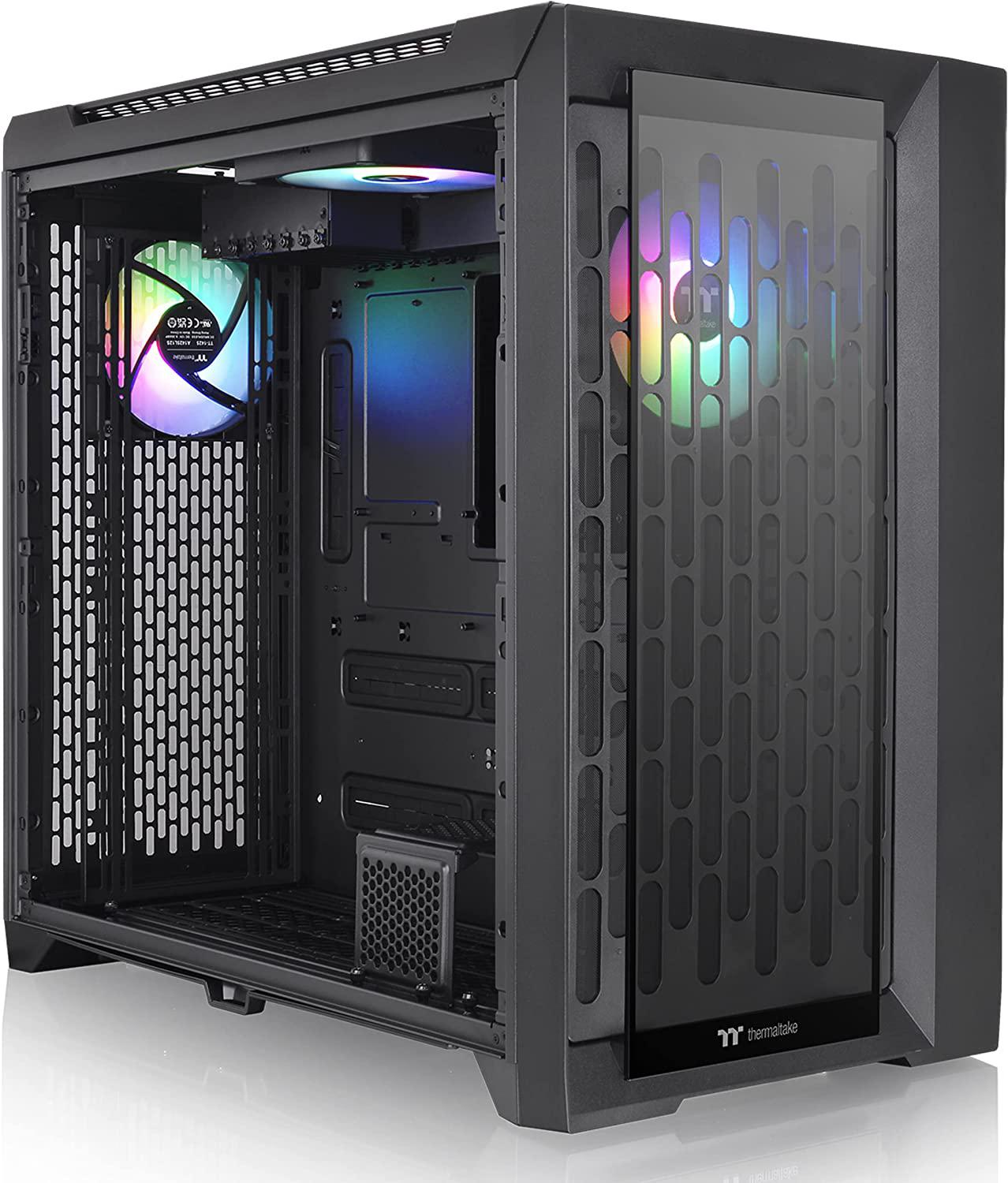 Thermaltake CTE TG ARGB Snow E-ATX Full Tower with Centralized Thermal Efficiency Design; 3x140mm White CT140 ARGB Fans Pre-Installed; Tempered Glass Front & Side Panel — Black