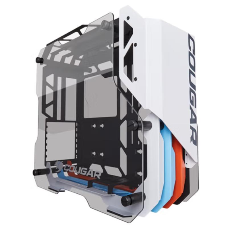 Cougar Open-Frame Computer case ATX 240mm Radiator Aluminum Alloy Glass PC Game Case — White
