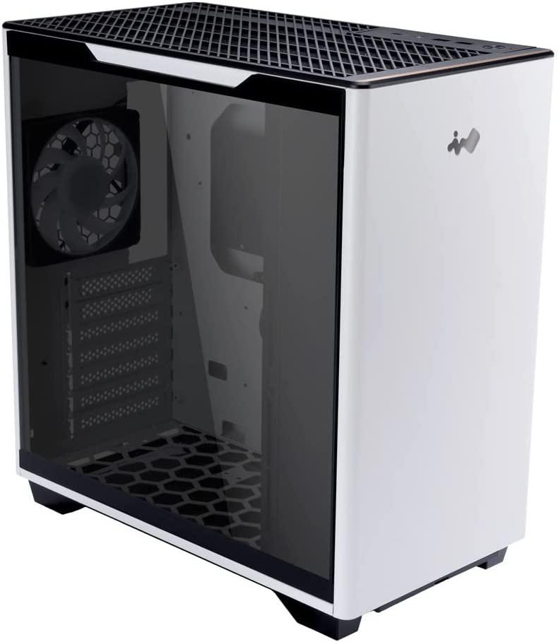 In Win A5 White ATX  Gaming Chassis, Type-C Port Tempered Glass Side Panel — Water Cooling Ready — Mercury 120mm ARGB Rear Fan, White