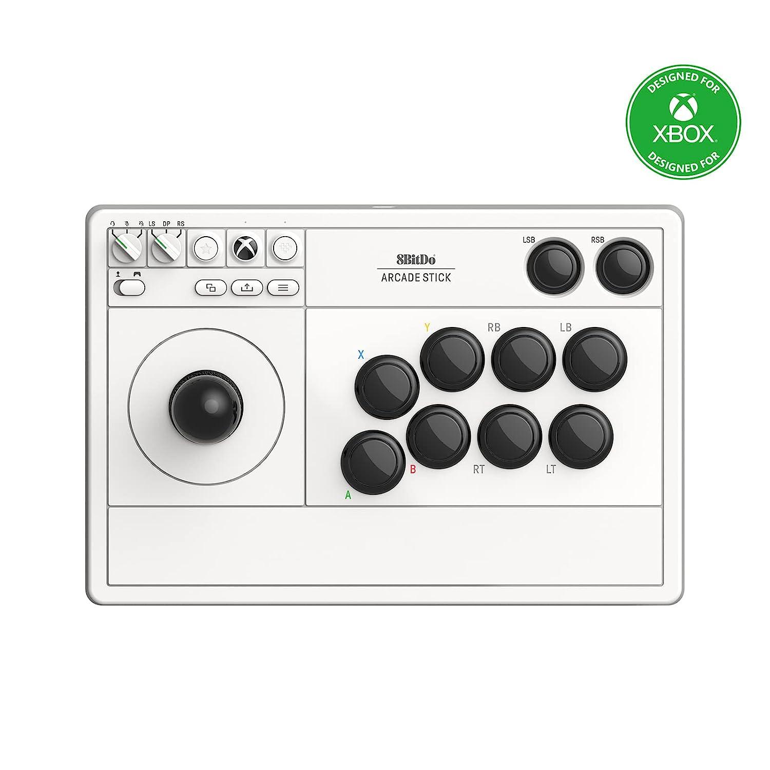 8Bitdo Arcade Stick for Xbox Series X|S, Xbox One and Windows 10, Arcade Fight Stick with 3.5mm Audio Jack — White