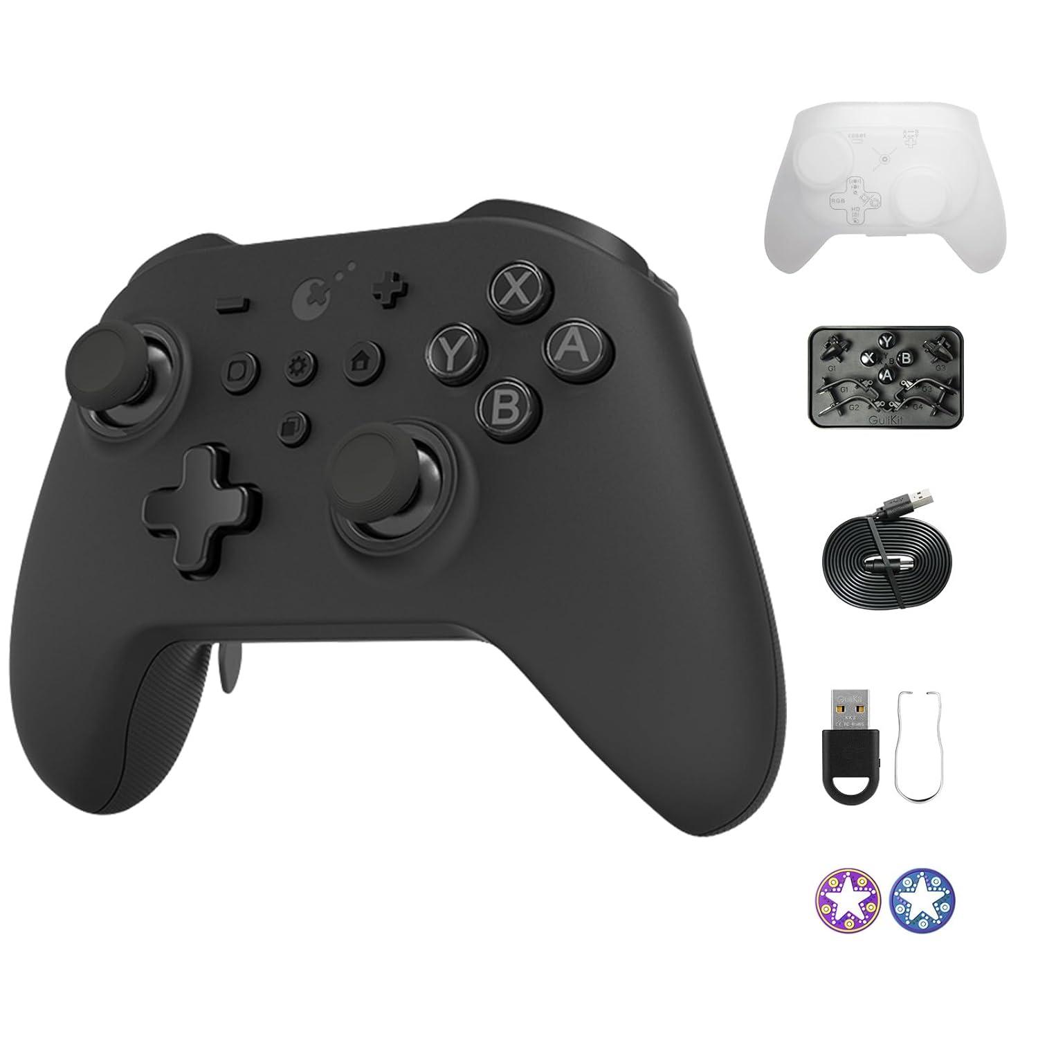 Bluetooth Controller, 4 Back Buttons,Hall Joysticks and Triggers,Maglev/Rotor/HD Vibration,1000Hz Polling Rate for Wins,Compatible with Switch/Android/iOS/macOS/Steam Deck-Black