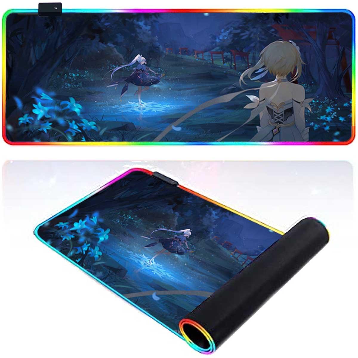 Игровой коврик для мыши LED RGB с подсветкой, серия Genshin Impact Kamisato Ayaka