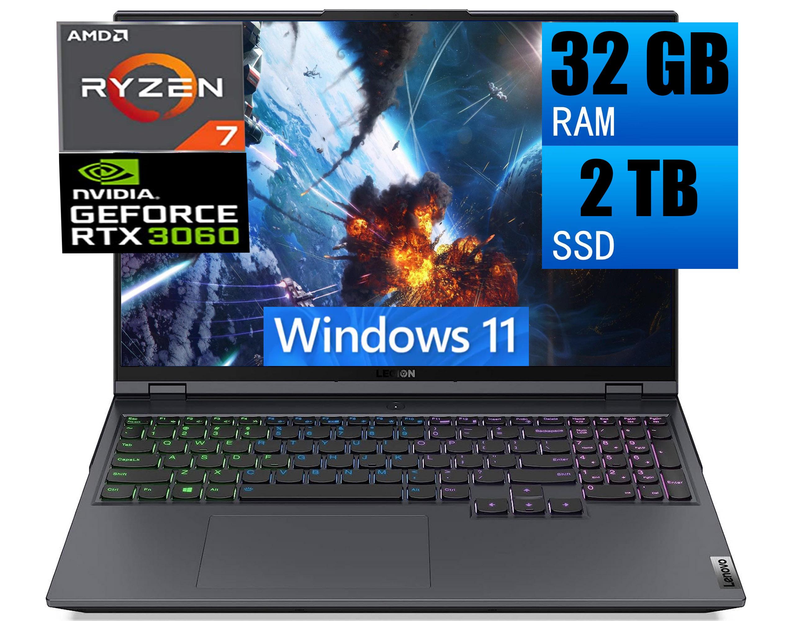Lenovo Legion 5 Pro 16 Gaming Laptop , 16″ WQXGA (2560 x 1600) IPS 165Hz Display, AMD Ryzen 7 5800H 8-Cores, NVIDIA GeForce RTX 3060 6GB, 32GB DDR4  2TB PCIe SSD, Backlit USB-C, Windows 11