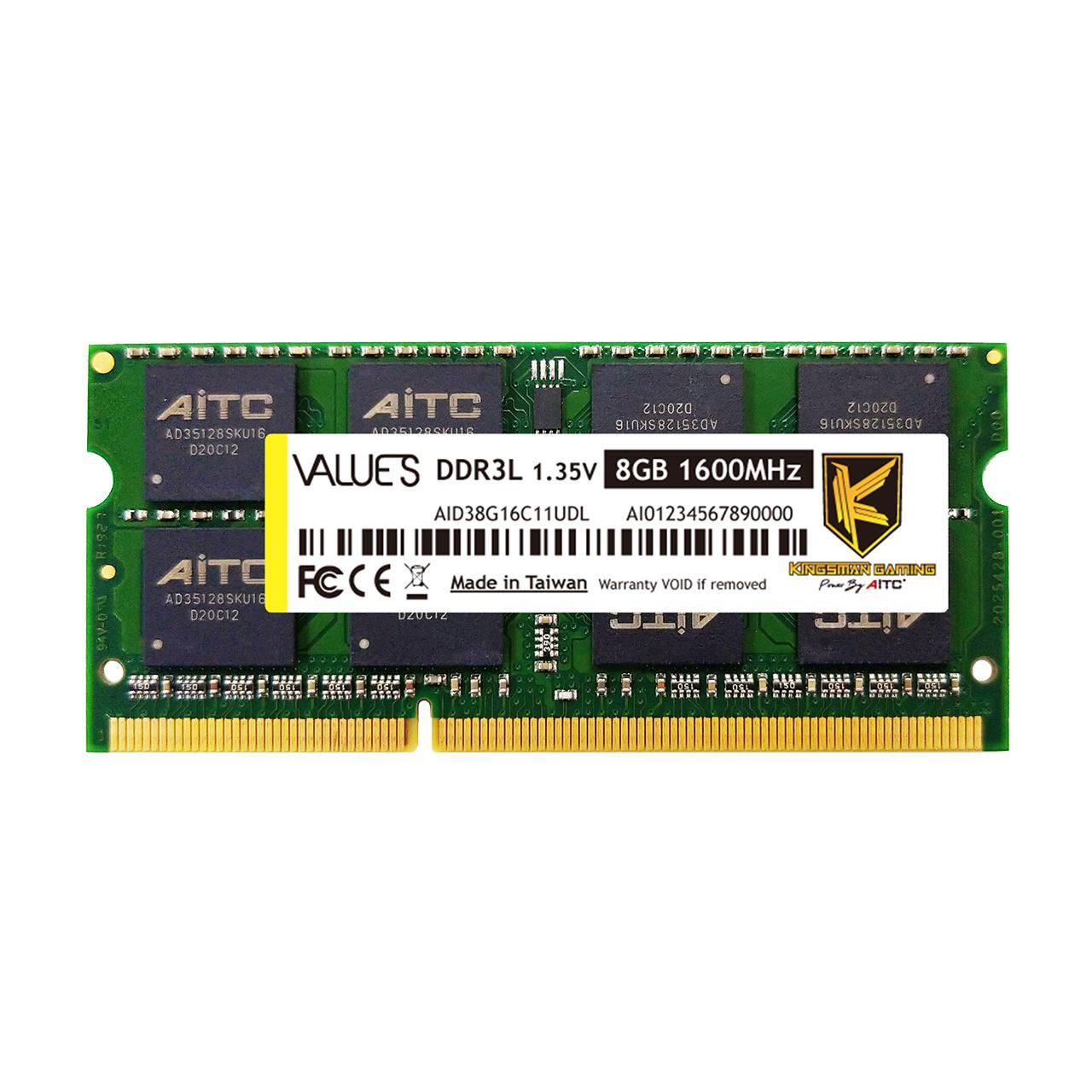 KINGSMAN 8GB 204-Pin DDR3 SO-DIMM DDR3L 1600 (PC3L 12800) Laptop Memory Model