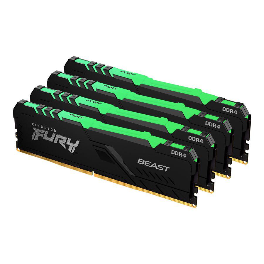 KINGSTON 64GB 3200MHz DDR4 CL16 DIMM (Kit of 4) FURY Beast RGB  (KF432C16BBAK4/64)