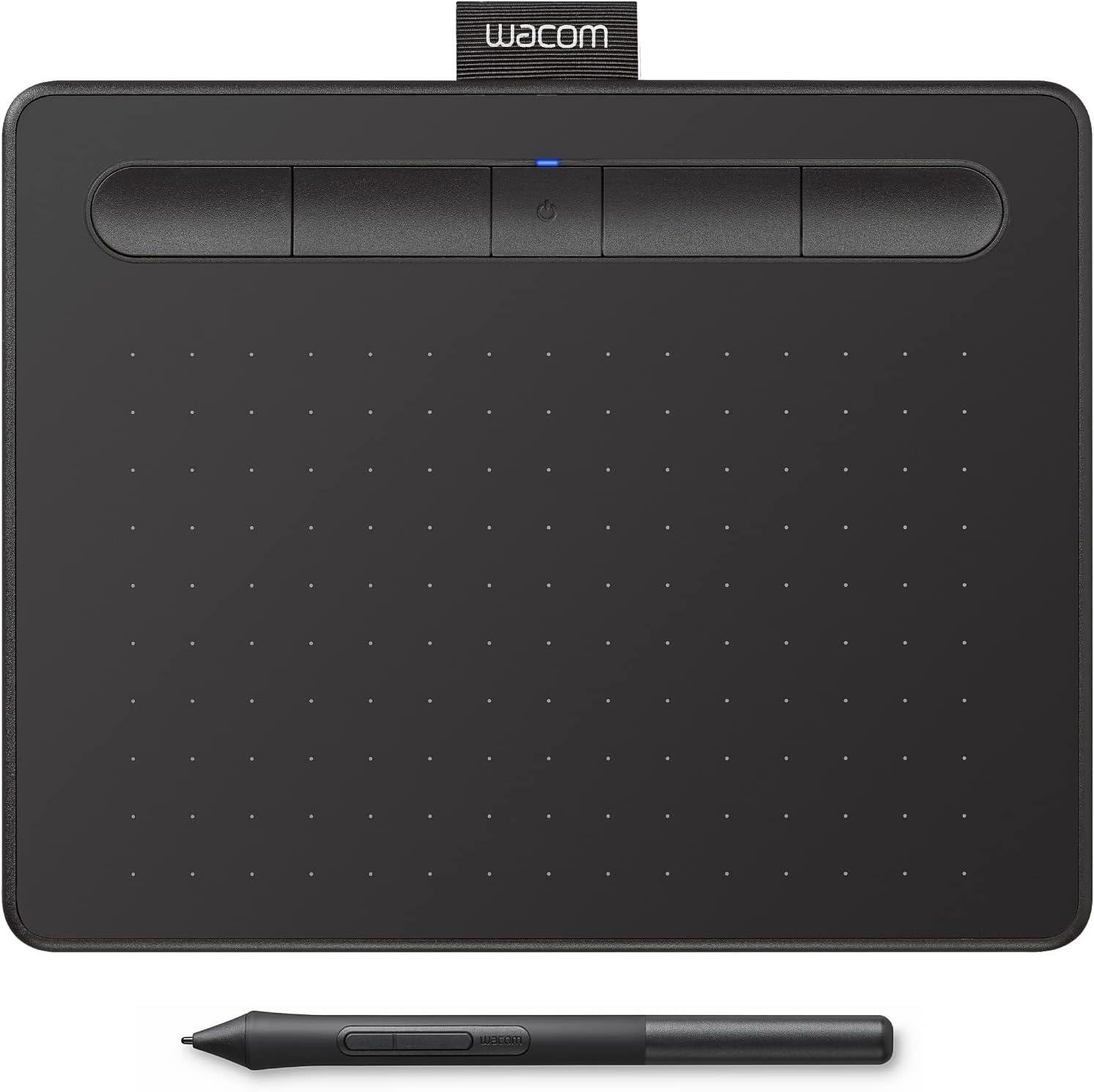 Wacom Intuos Small Bluetooth Graphics Drawing Tablet, 4 Customizable ExpressKeys, Portable for Teachers, Students and Creators, Compatible with Chromebook Mac OS Android and Windows — Black