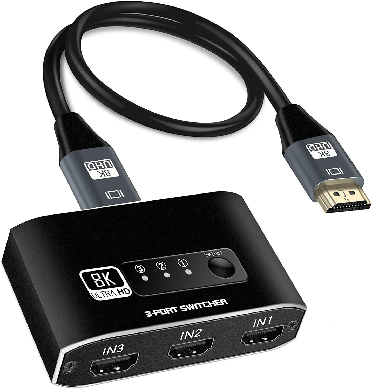 HDMI 2.1 Switch AUBEAMTO: Переключатель HDMI 8K@60Hz 3 входа/1 выход