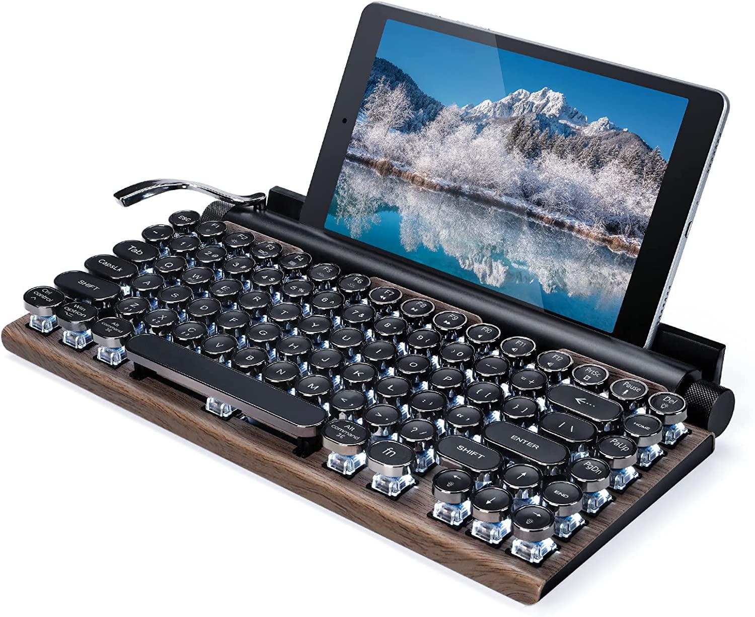 Механическая клавиатура в стиле печатной машинки с подсветкой и подключением по Bluetooth/Wired