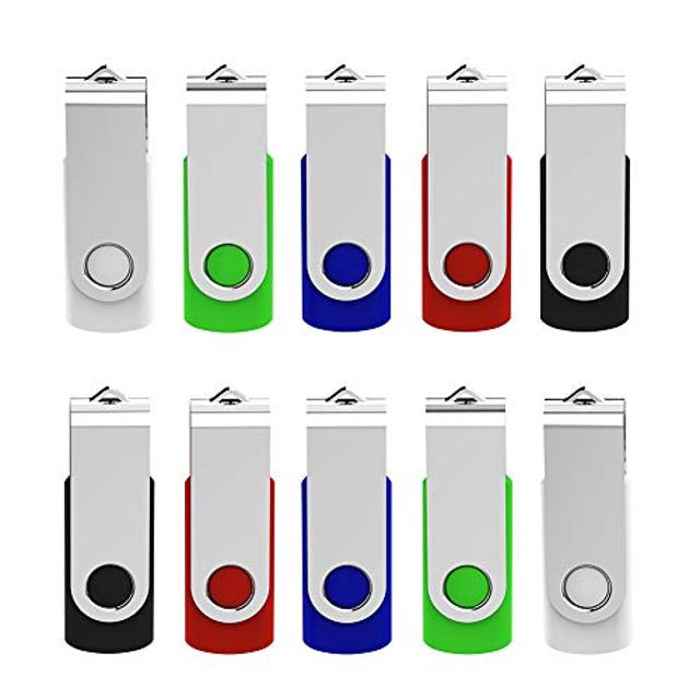 KEXIN USB 3.0 Flash Drive 64GB 10 Pack Thumb Drive 64G USB Drive USB Stick USB 3.0 Drive 64 GB with LED Indicator (5 Mixed Colors: Black Blue Green Red White)
