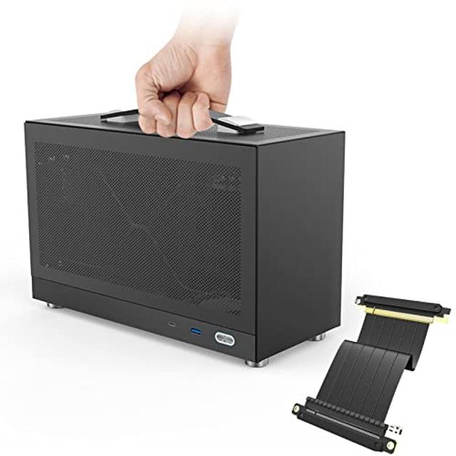 S300 — Mini-ITX PC Gaming Case — Front I/O USB 3.0 Type — C Port — SFX Power Supply 100-130mm -Cable Management System — luminum Mini-ITX Motherboard Small Portable PC Case (PCIe 3.0 16X Riser Cable)