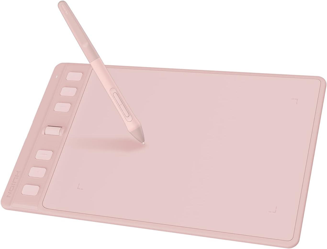 2023 HUION Inspiroy 2 Small Drawing Tablet with Scroll Wheel 6 Customized Keys Battery-Free Stylus for Digital Art, Design, Sketch, 6x4inch Graphics Tablet Works with Mac, PC & Mobile, Pink