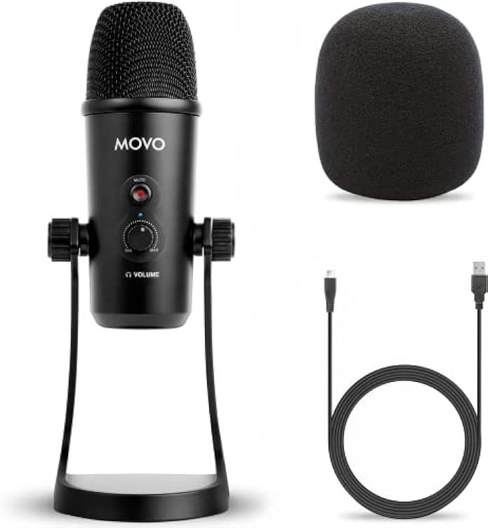Movo UM700 Desktop USB Microphone for Computer with Adjustable Pickup Patterns Perfect as a Podcast Microphone, Streaming Microphone, Gaming Microphone, PC Microphone, ASMR Microphone and More