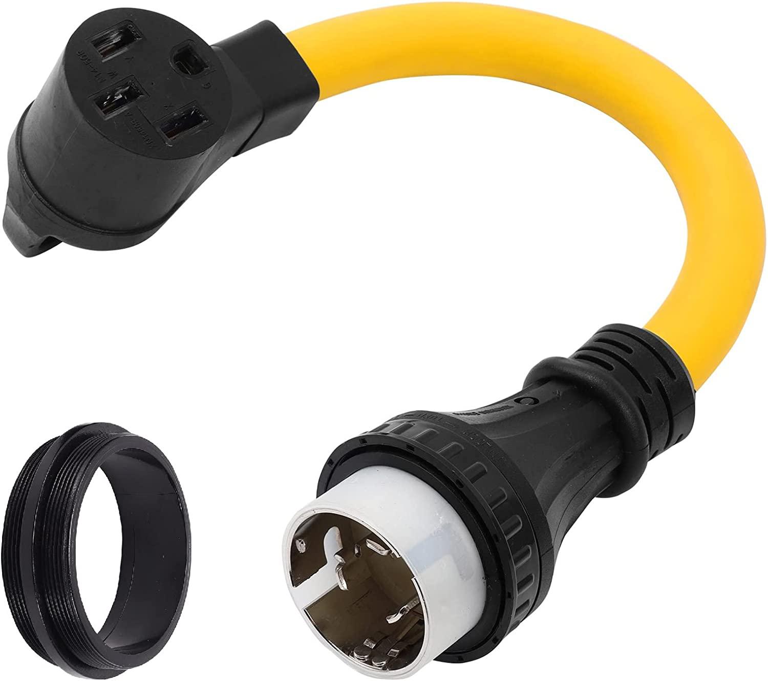 ONETAK NEMA SS2-50P to 14-50R 120V/240V 50 Amp Marine Shore Twist Lock 4 Prong Male Plug to 4 Prong Female Outlet Receptacle Generator Welder Dryer RV EV Charger Power Cord Adapter