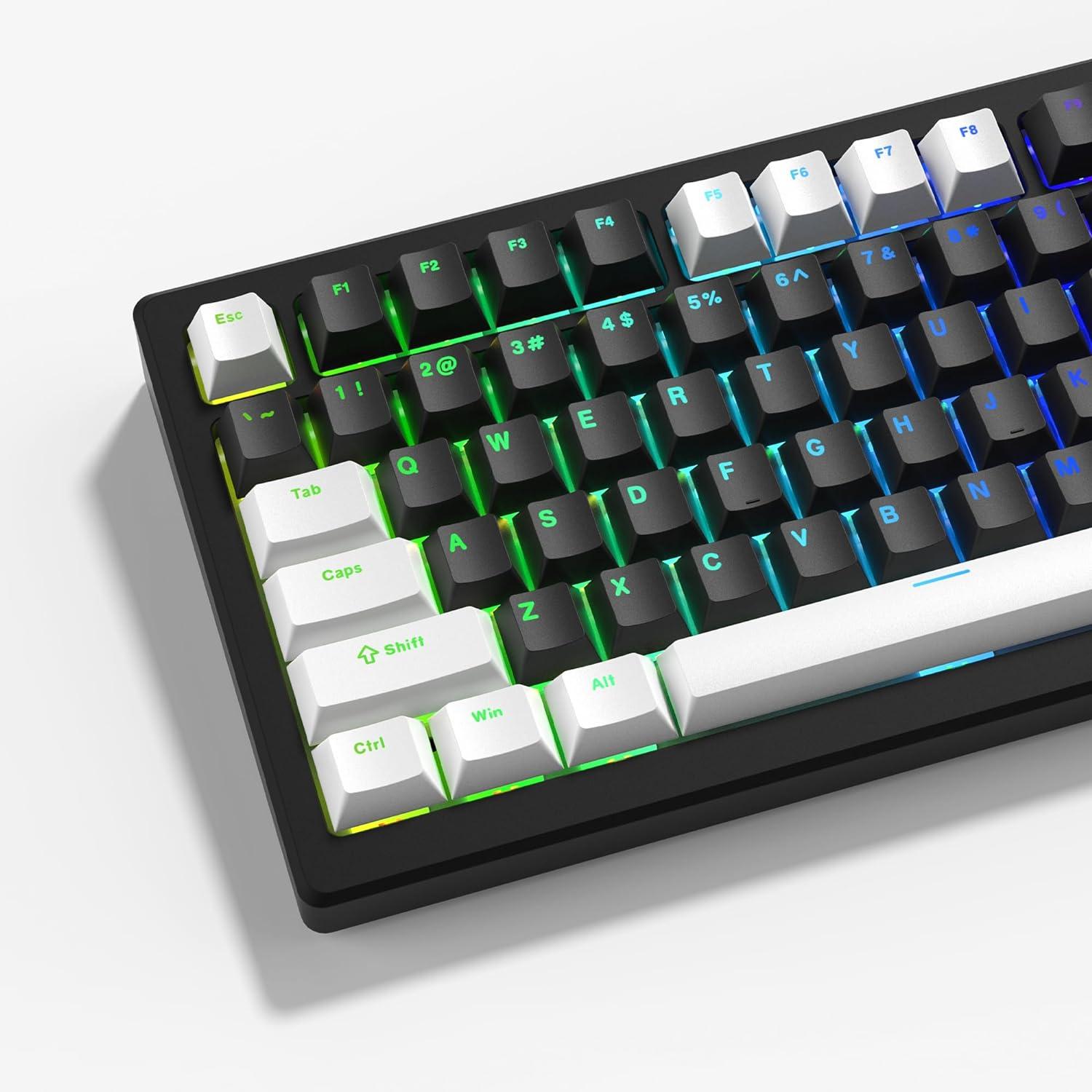 XVX Черные и Белые Клавиши: Набор из 124 Клавиши, Doubleshot PBT, Cherry Profile